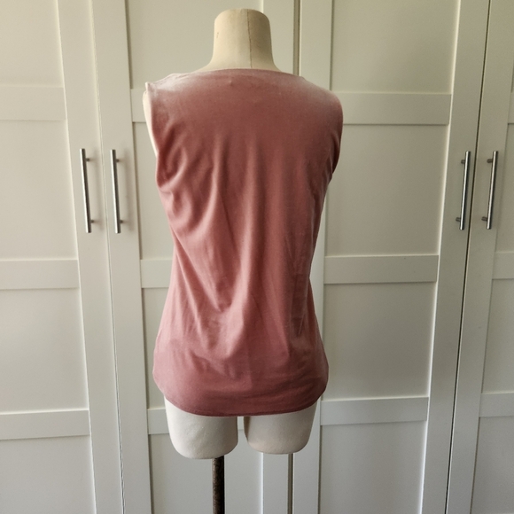 White House Black Market Small Velvet Stretch Pink V-Neck Sleeveless Top - Picture 4 of 7